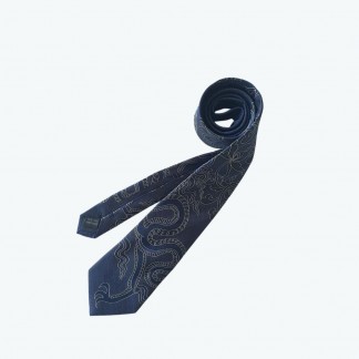 Cà vạt hoa văn Thanh Long xanh than- 146*7 cm